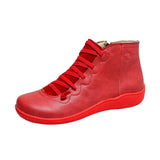Breakj Autumn / Winter New Women's Boots Large Size Casual Ankle Boots Women's Boots Flat Front Strap Side Zipper Flat Boots Women's