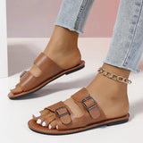 Breakj Cool Drag Female Wear 2024 Summer Large Size Square Button A Word Lazy Beach Slippers