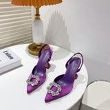 Pumps luxury Crystal Slingback High heels Summer bride Shoes Comfortable triangle Heeled Party Wedding Shoes