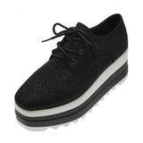 design thick-soled women's sports shoes fashion star mirror leather women's casual shoes runway brand wooden sole