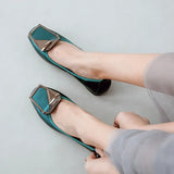 New Women Soft Ballet Flat Shoes PU Leather Heart Button Pointed Toe Women's Foldable Slip On Green Red Loafers