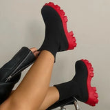 Autumn Boots Platform Socks Shoes Women Thick-soled Winter Casual Large Size 43 Knitted Short Boots Women Botas De
