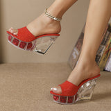 Breakj Fashion Korean Wedge 10CM Nightclub High Heels Flower Heel Women's Shoes Show Pole Dancing Shoes Crystal