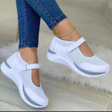 New Casual Single Shoes Women's Thick Soles Flying Weave Breathable Velcro Leisure Mesh Large Size Women's