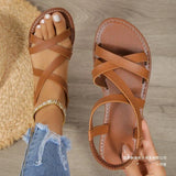 Breakj Sandals Women 2025 Summer Round Toe-Shaped Buckle With Fashion Large-Size Women's