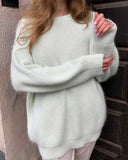 Soft oversized Cashmere Sweaters Women 2021 puff sleeve Winter sweater Pullovers Loose Female Warm Basic sweater