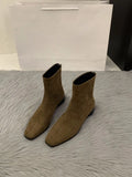 Heel Suede Korean Small Ankle Boots Female Shoes 2024 New Autumn And Winter Versatile Add Velvet Thin Boots Foreign Style Short