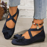 Breakj 2025 New Velvet Bow Cross-Tight With Slope And Large Size Single Shoe