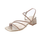 Breakj New Women's Fashion Sandals Summer Fairy Wind With Thick Heel Fashion Diamond Word Buckle Women's