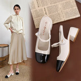 Breakj New Korean Version Of The Square Head With A Single Shoe Women's Casual Mary Jane Women's Shoes Small Sweet Wind Splicing Sandal