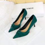 Breakj Stylish And Sexy Club Show Thin Heel, High Heel, Shallow Pointed Bow Women's Single