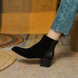 Breakj Retro Style ~ Chelsea Short Boots Women New Frosted Coarse Boots And Ankle