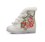 Breakj Boots Short Boots With Cotton And Wool Embroidered Boots, Embroidered Shoes Cloth Boots Inside The High Wedge Women's