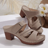 Breakj Women 2025 Hollowed-In-Broken Heel Large Women's Shoes Thick Soles Casual Type Cool Slippers
