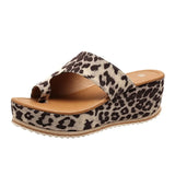 Breakj Size Women's Shoe Sandals Sandal Toe Platform Leopard Print Sandals Slippers Women New Fashion