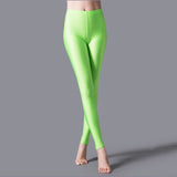 Women Shiny Pant Leggings Hot Selling Leggings Solid Color Fluorescent Spandex Elasticity Casual Trousers Shinny