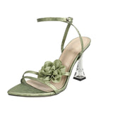 Breakj Women's High-Heeled Shoes Hand-Crafted Ultra-High Heel Three-Dimensional Transparent Fairy Silk Satin Fabric Women's