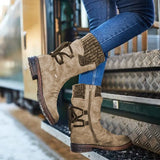 Martin Boots Winter 2021 Side Zipper Snow Boots Lace Up Women Shoes Size 43 Knitting Retro Ankle Boots Botas De