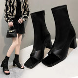 Breakj Boots Women 2025 Spring Clip-Sleet Sleeve Fish Mouth Coarse Heeled Women's Boots Sandals High