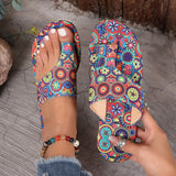 Breakj Sandals Women's National Style 2025 Summer New Breathable Printing Cover Roman Style Cool Slippers