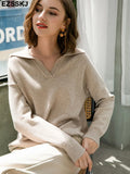 collar Autumn Winter Sweater pullovers Women 2021 loose thick cashmere Sweater Pullover women oversize sweater