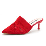 Breakj Red Flying Head Wear 2025 Spring New Knitted Head Hollow Tip Fine And High-Heeling Slippers Women's Cold