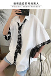 Shirt Men Bouse Women White Japanese Summer 2021 Short Sleeve Student Korean Loose Fairy Tie Shirts Retro
