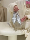 Into The Galaxy Silver Pointed High-Heeled Sandals Women's 2023 Stilettos Half-Wrapped After The Empty Single