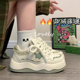Breakj New Thick-Bottomed Plus Velvet Shoes Spring And Autumn Small White Shoes Women Casual Shoes Female Students Warm Cotton