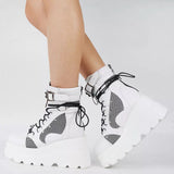 Breakj And Large-Size Flat Bottom With Martin Boots Women's Autumn And Winter Water Table Thick-Bottom Gothic-Style Boots Women