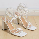 Breakj 2025 Large-Size Women's Shoes Outside Wearing The Square Head With The Explosion Of Rough And Roman Women Strap