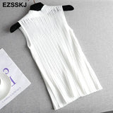Top spring autumn Knitted Tank top Women Blouse turtlenck sexy Sleeveless sweater vest Female slim