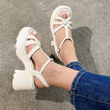 2022 Fashion High Platform Sandals Women Summer Goth T Strap High Heels Shoes Woman Pink Open Toe Gladiator
