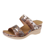 Breakj Round Head Leopard-Snake High-Shoe Women's Slope And Slippers 2025 Summer New Large-Size