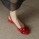Retro Toe Sandals Women's 2022 Summer New Shallow Mouth Bow Mid-heel Back Empty Sandals Comfortable and Simple