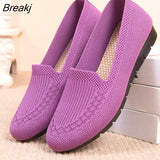 Women Sneakers Casual Tennis Shoes Summer Light Breathable Vulcanized Shoes Outdoor Slip-On Lazy Shoes Flats Knit