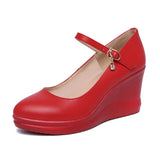 Shoe Women's Slope Heel 2023 Spring New Style Waterproof Platform Pointed Work Shoes High Heel Slope Heel Cheongsam Catwalk