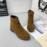 Boots Women British Style 2021 Autumn Side Zipper Suede Booties Women Plus Size Casual Ankle Boots Botas De