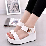 New Sandals Women Summer Shoes Woman Wedges Platform Sandals Fashion Fish Mouth Rome Sandals White Black Women
