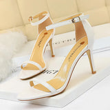 Breakj Fashion Ultra High Heel Patent Leather Open Toe With Sandals Summer Sexy Nightclub Women High