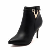 HOT Sale Autumn Stiletto Thin High Heels Zipper Style Sexy Womens Boots Bota Feminina Pointed Toe Faux Leather Red Ankle Boot