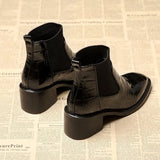 Short Boots 2023 Spring And Autumn Mirror Chelsea Boots Fashion Thick-Heeled Chic Martin Boots British