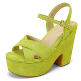 Sandals Chunky Heel Fashion Buckle Strap Summer Brand New Shoes For Women Open Toe Strange Style Candy Color