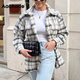 Women Plaid Single Breasted Jacket Coats Fashion Turn Down Collar Pockets Coat Female Streetwear Long Sleeve Spring