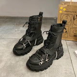 Women shoes platform boots punk gothic for women boots combat boots ladies black boots metal button woman motorcycle