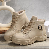 Breakj New Autumn And Winter Women's Warm Martin Boots And Velvet And Thick Belt Middle Tube Thick Sole Women's Boots Women's