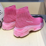 Women Boots Summer High Top Slip-on Breathable Socks Shoes Fashion Women's Chunky Sneakers Pink Green Sport
