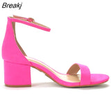 2023 Women Sandals Open Toe Chunky Med High Heels Casual Women's Sandals Black Nude All-match Female Pumps