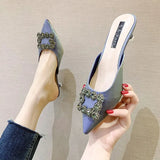 New Orange Pointed Toe Women Bridal Wedding Shoes Rhinestone Crystal Shallow Pumps Stiletto High Heel Sandals Zapatos De