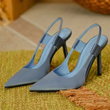 2022 Elegant Silk Slingback Pumps Women Sexy Pointed Toe Thin High Heels Shoes Woman Slip on Party Dress Shoes